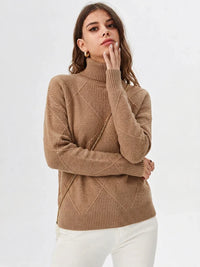 Simone | Women's Diamond-Knit Turtleneck Pullover Sweater