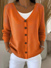 Adelina | Women's Button-Front V-Neck Long Sleeve Cardigan