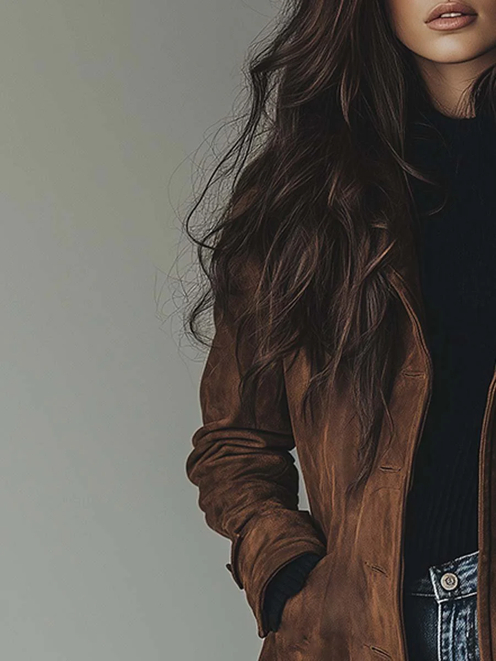 Amara trench coat sleeve and collar detail close-up