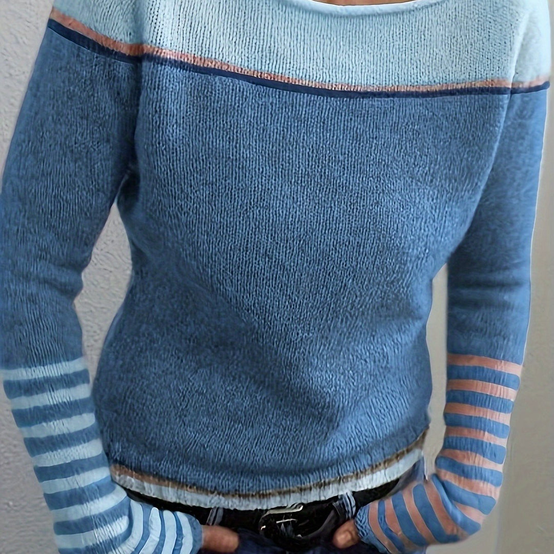 Annika sweater in blue, close-up front view
