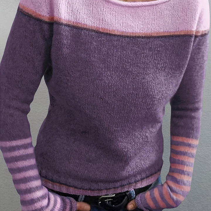 Annika sweater in purple, close-up front view