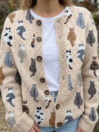 Clementine | Women's Cat Print Button Down Cardigan