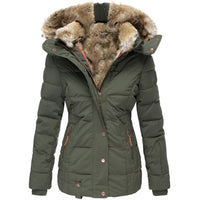Della | Women's Faux Fur Hooded Belted Puffer Jacket