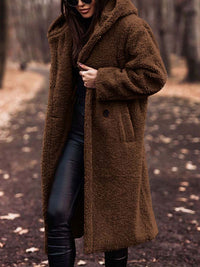 Delphine | Women's Hooded Longline Teddy Coat