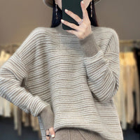 Eleanor | Women's Striped Mock Neck Sweater