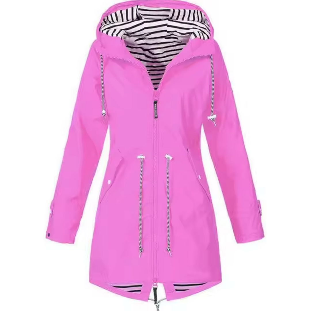 Everly pink hooded rain jacket, product flat lay