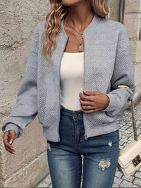 Fenwick | Women's Textured Zip-Up Bomber Jacket