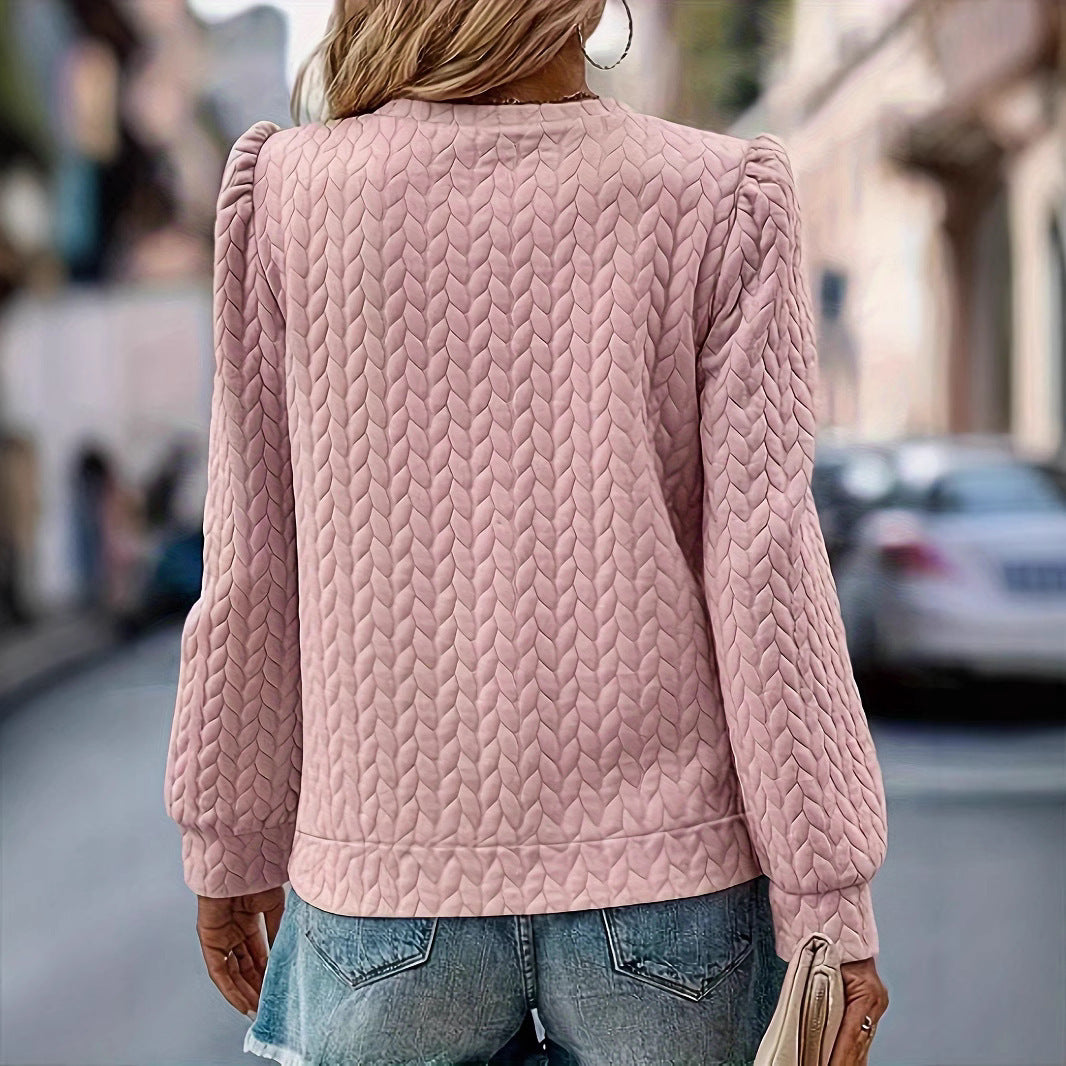 Fiorella textured puff sleeve sweatshirt, back view