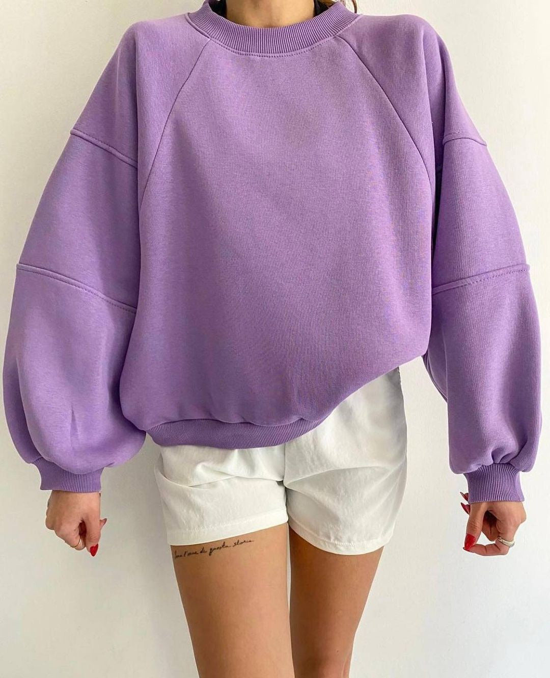 Frances oversized sweatshirt with voluminous balloon sleeves in brown, front view