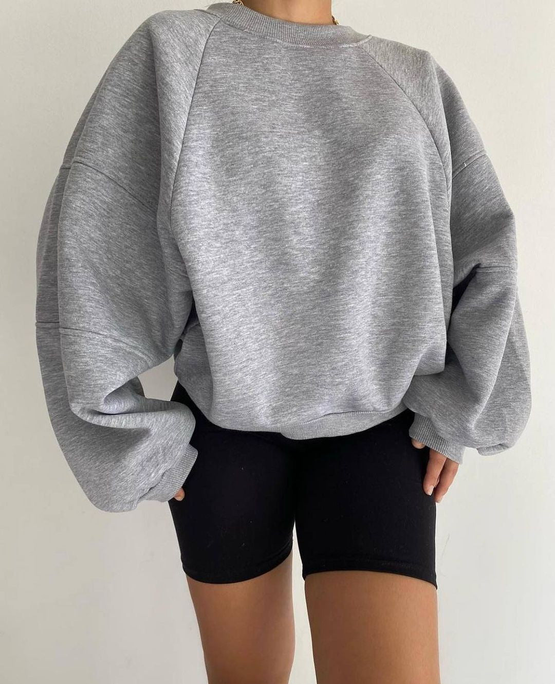 Frances oversized sweatshirt with voluminous balloon sleeves in brown, front view