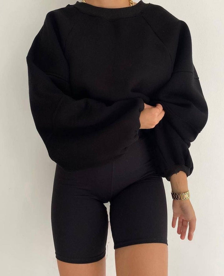 Frances oversized sweatshirt with voluminous balloon sleeves in brown, front view