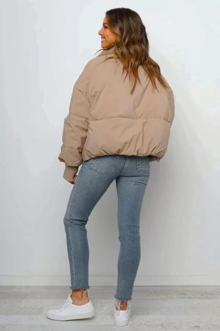 Harlow cropped puffer jacket, back view