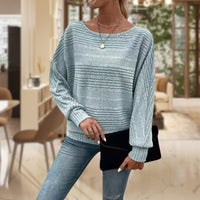 Harlow | Women's Ribbed Bateau Neck Batwing Sleeve Sweater