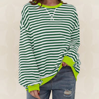 Harlow | Women's Striped Crew Neck Oversized Sweatshirt