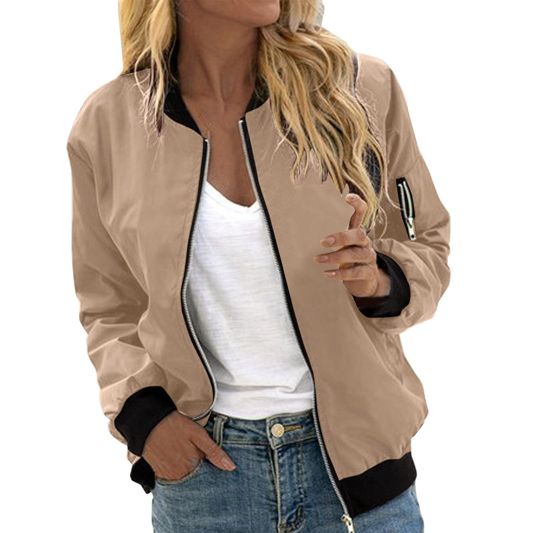 Harper classic bomber jacket in khaki, close-up front view