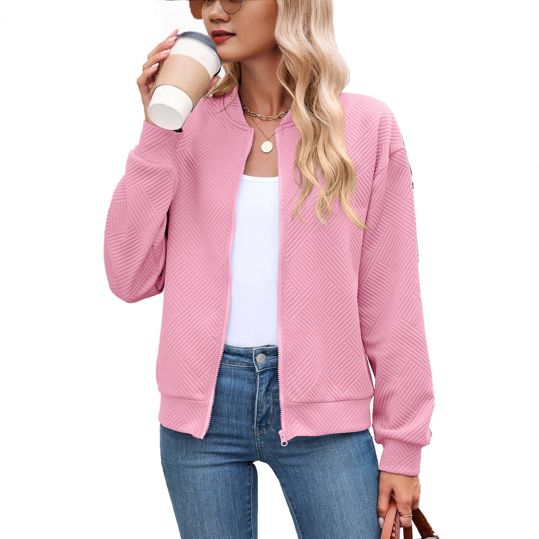 Harper bomber jacket in pink, front view