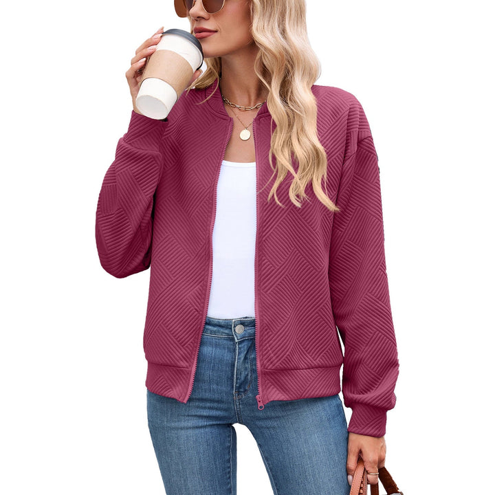 Harper bomber jacket in wine red, front view