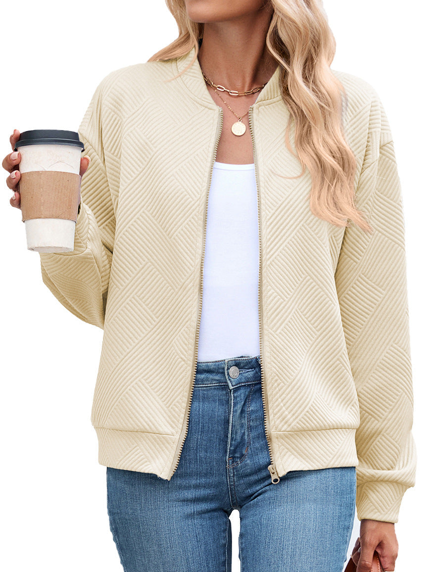 Harper bomber jacket in cream, front view