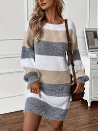 Isolde | Women's Colour Block Puff Sleeve Sweater Dress