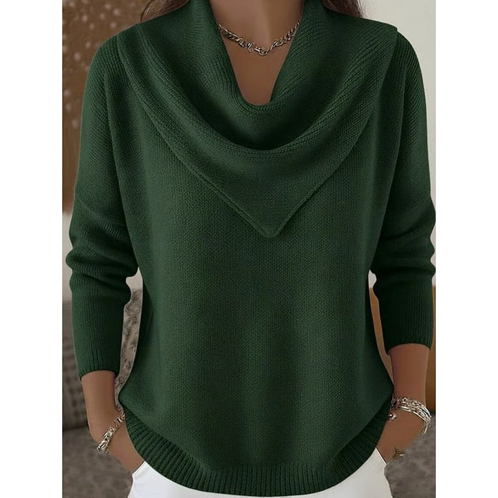 Isolde cowl neck sweater, draped neckline detail close-up