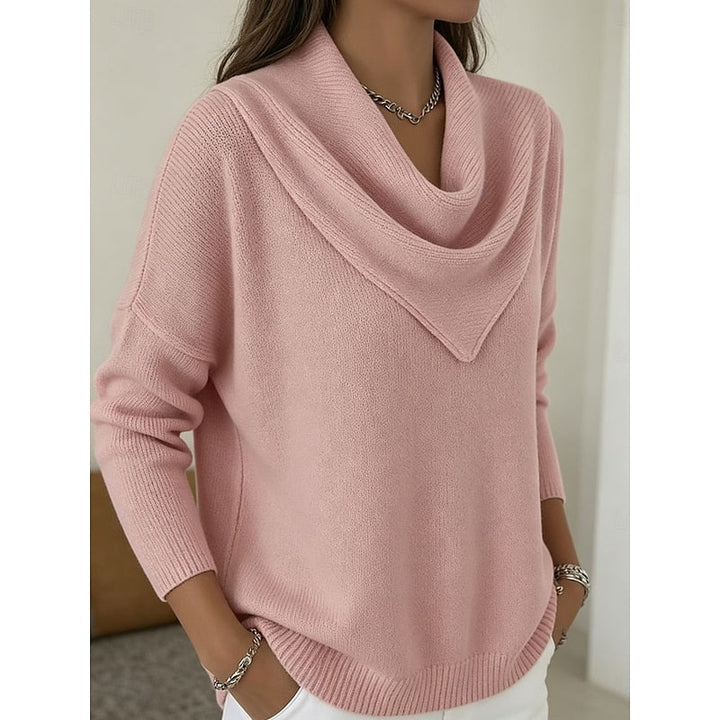 Isolde cowl neck sweater, front view on model