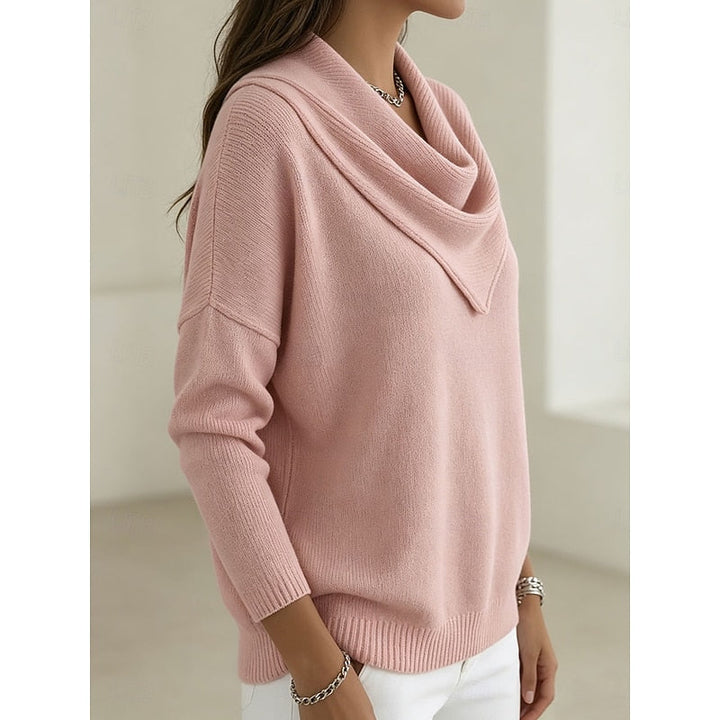 Isolde cowl neck sweater, side profile view