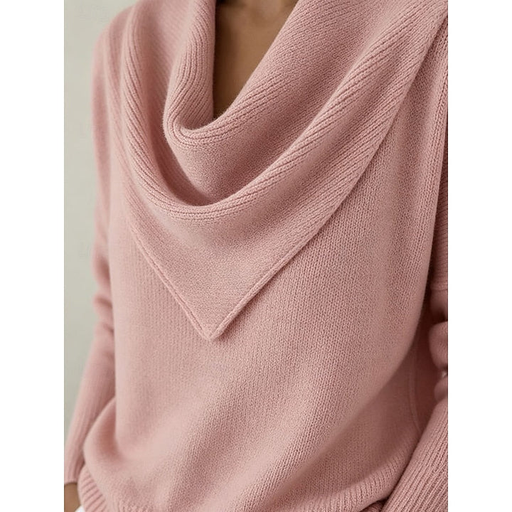 Isolde cowl neck sweater, draped neckline detail close-up
