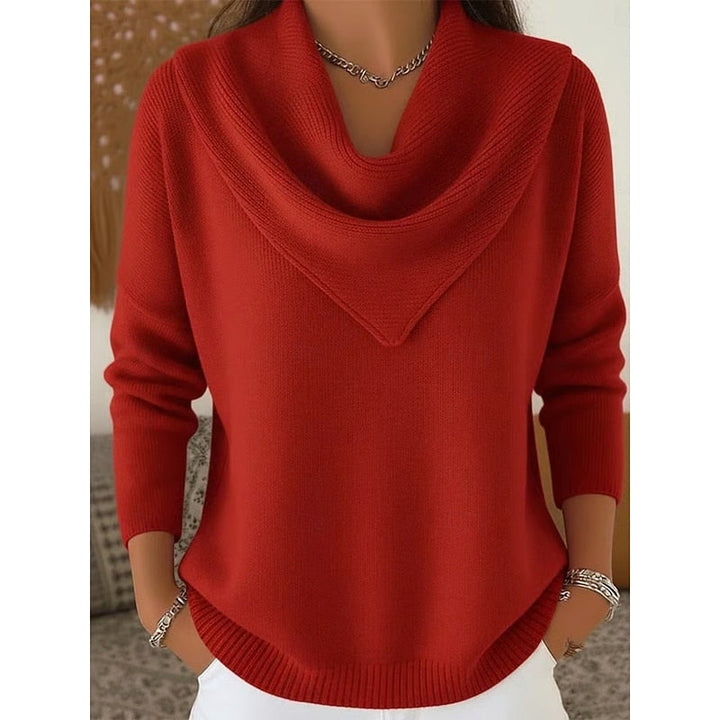 Isolde cowl neck sweater, draped neckline detail close-up