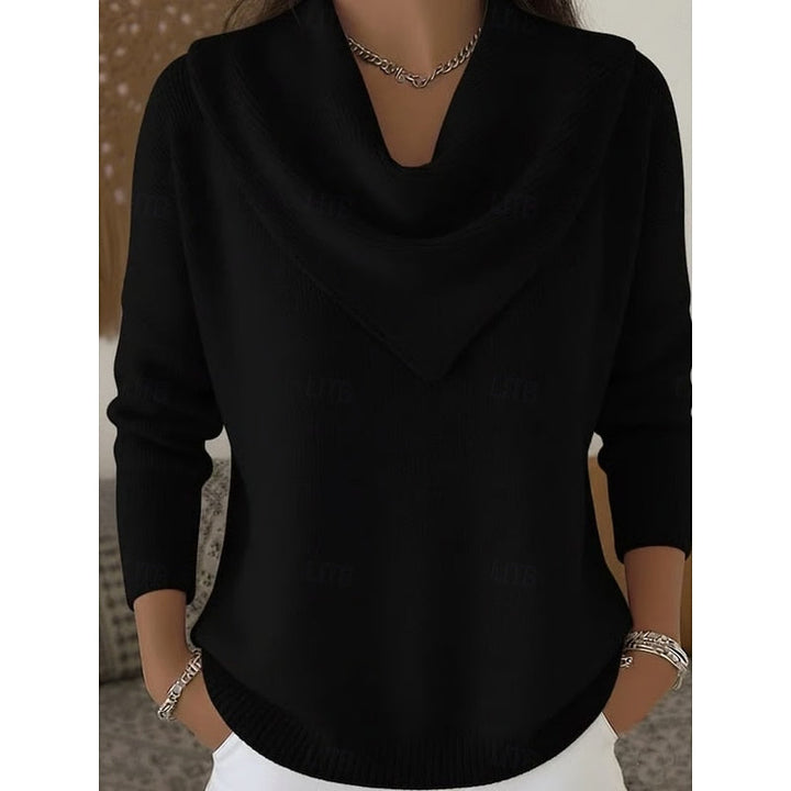 Isolde cowl neck sweater, draped neckline detail close-up