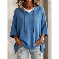 Isolde | Women's Oversized Hooded 3/4 Sleeve Poncho Sweater