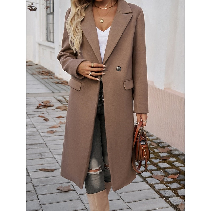 Isolde longline trench coat, close-up on collar and sleeve detail