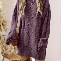 Josephine | Women's Cable-Knit Crew Neck Sweater Dress