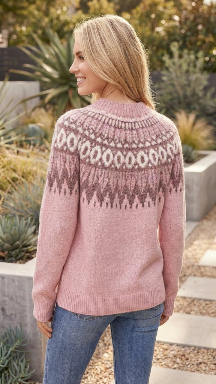Josephine Fair Isle pullover sweater, back view