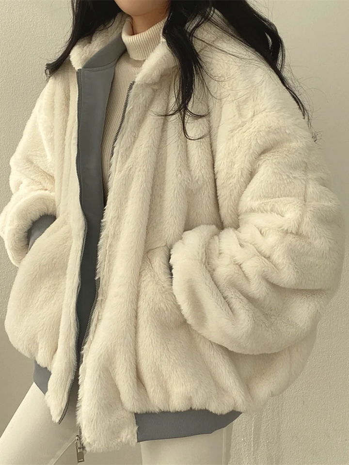 Josephine sherpa fleece jacket, close-up of plush texture and collar
