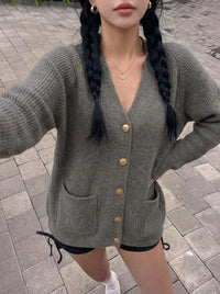 Margeaux | Women's Button Front V-Neck Ribbed Cardigan