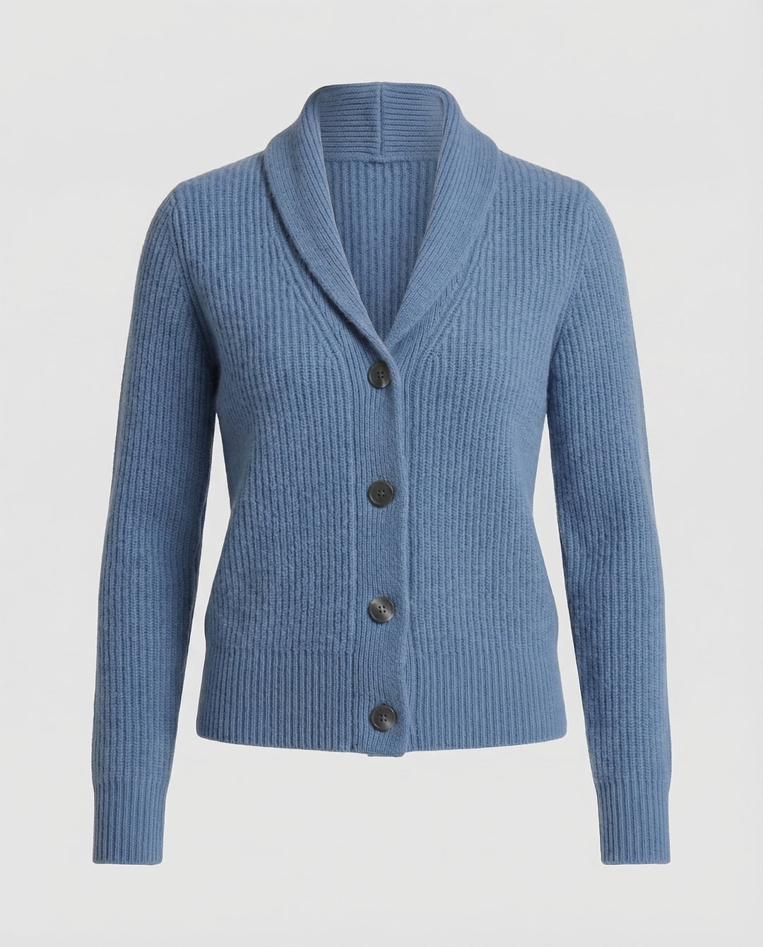 Margot ribbed knit cardigan in blue, flat product shot
