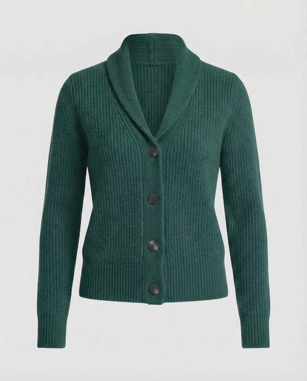 Margot ribbed knit cardigan in green, flat product shot