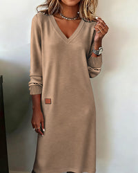 Marguerite | Women's V-Neck Long Sleeve Midi Sweater Dress