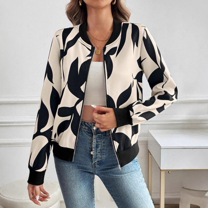 Marisela floral print bomber jacket, front view close-up