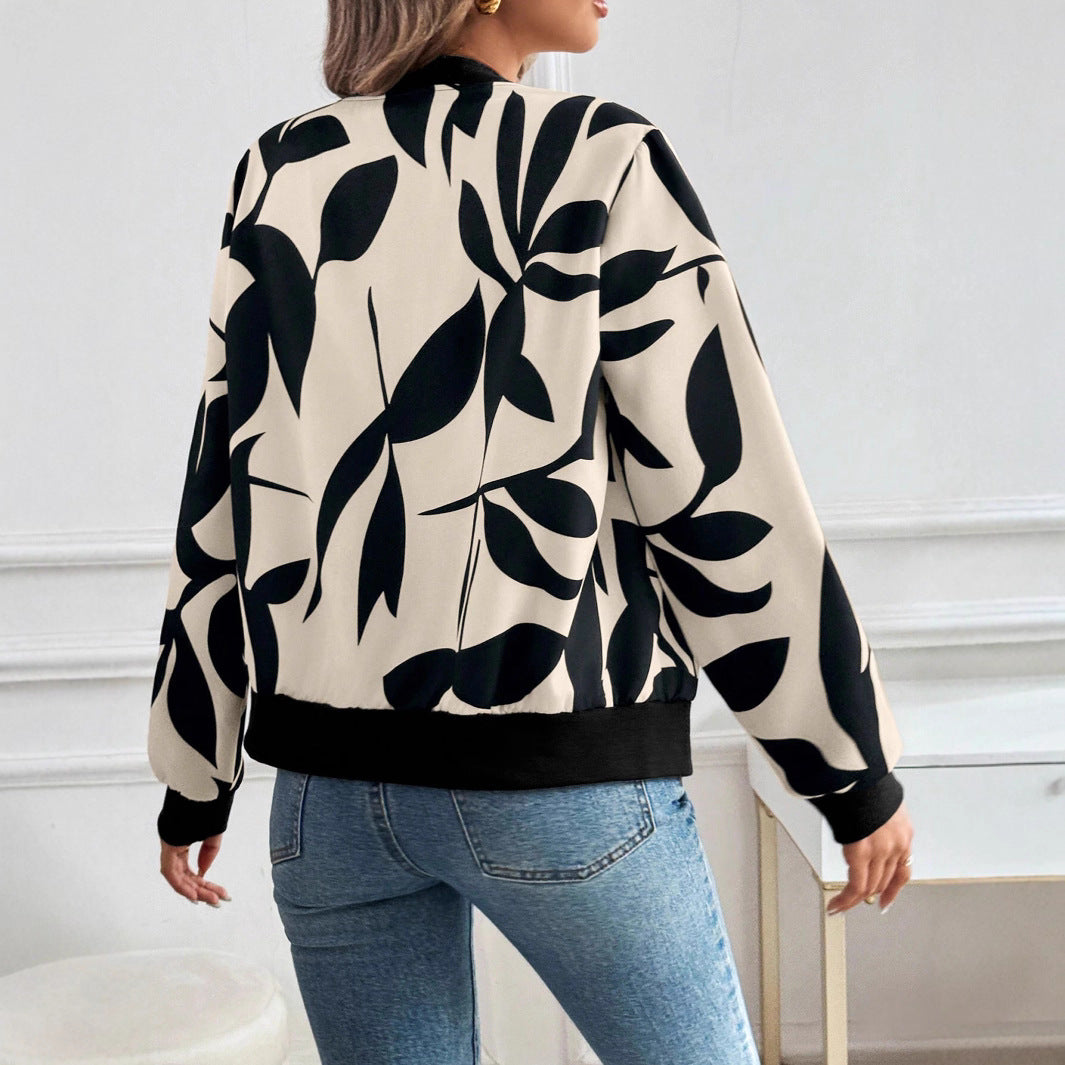 Marisela floral print bomber jacket, back view