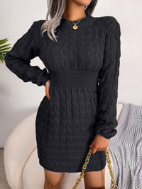 Marisol | Women's Cable Knit Mock Neck Mini Sweater Dress