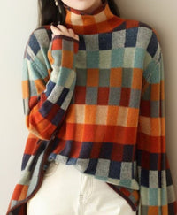 Marisol | Women's Checkered Turtleneck Sweater