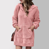 Nadine | Women's Fluffy Hooded Zip Sweater Dress
