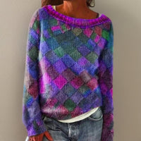 Odette | Women's Diamond Pattern Long Sleeve Sweater