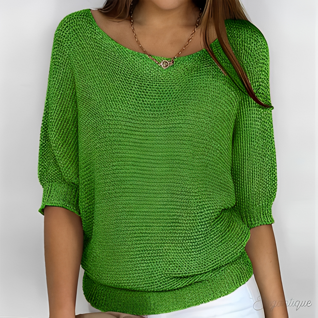 Ophelia loose fit knit sweater in green, front view