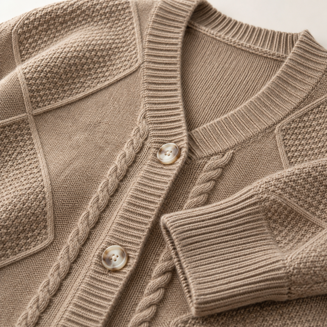 Close-up of Rosalind cardigan&