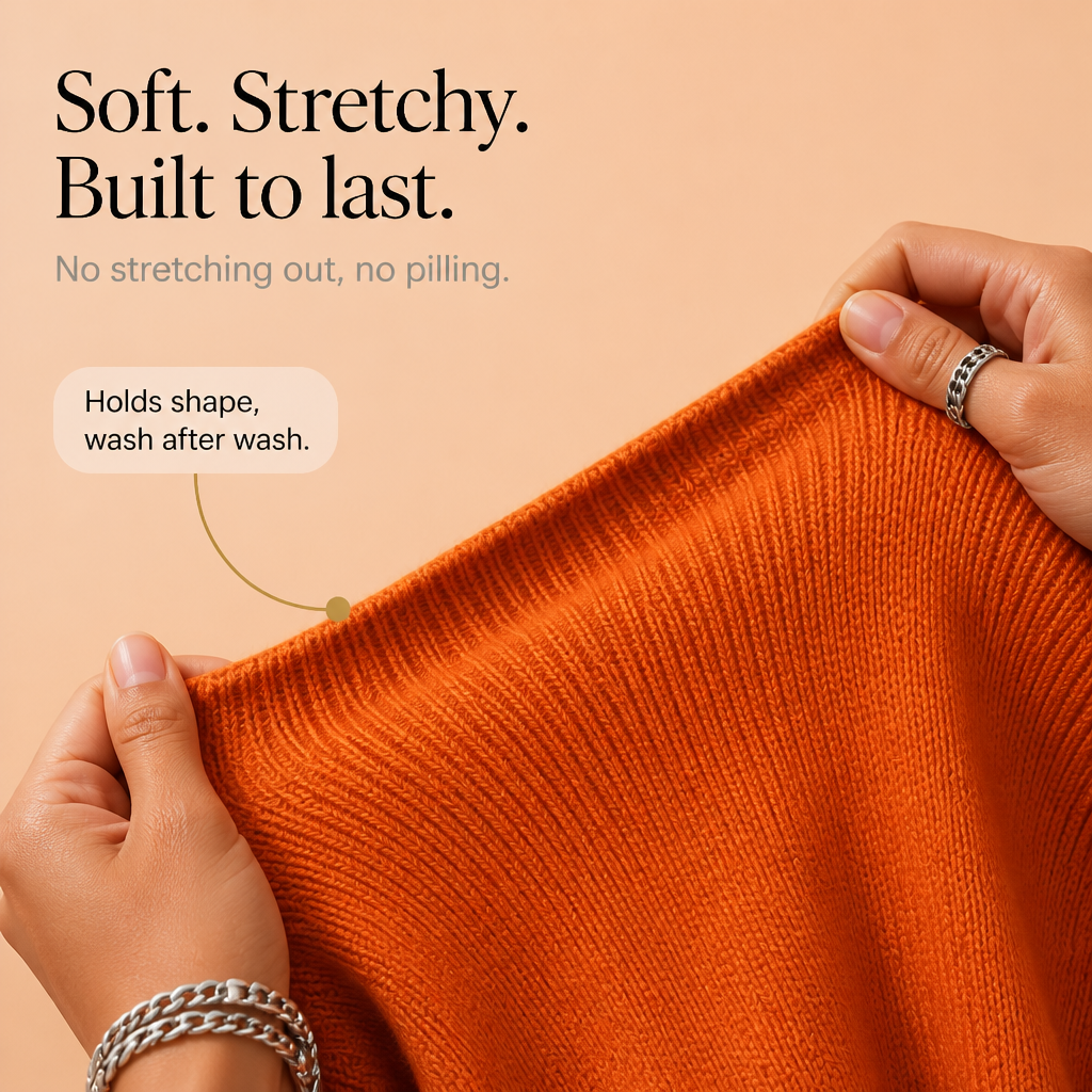 Rosalind scalloped V-neck knit sweater, bedroom styling shot