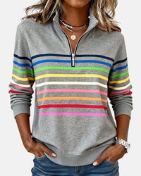 Sabina | Women's Striped Quarter Zip Sweater