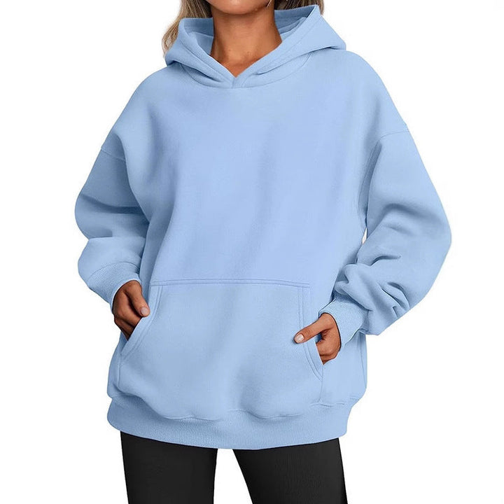 Sienna oversized hoodie with kangaroo pocket, light blue front view