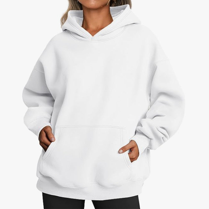 Sienna oversized hoodie with kangaroo pocket, white front view